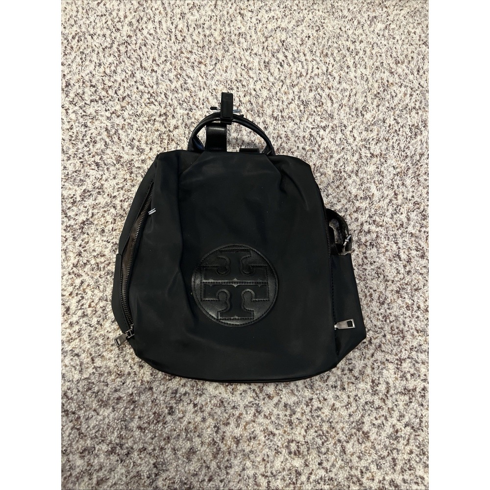 Tory Burch nylon‎ black backpack 13x11x6" Side Zip, Side Pckts Adjustable Strap